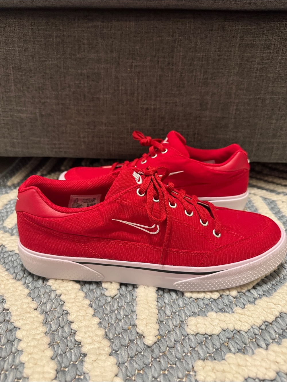 Nike Court Legacy Canvas Red White Low Top Sneakers Men's 10 Women's 11.5